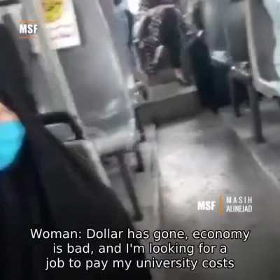 A young Iranian girl stands up to a pro-regime woman who calls her “dirty