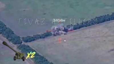 3 Russian 2A65 Msta-b howitzers destroyed with the help of the 