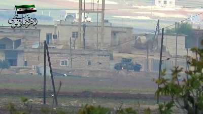 FSA TOW hit on Humvee, Syria, S.Aleppo, 2015