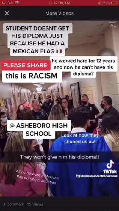 Kid doesn't get his diploma because school has an issue with him flying a Mexican flag