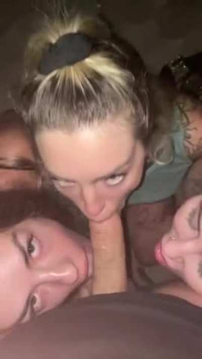 Triple blowjob on the beach