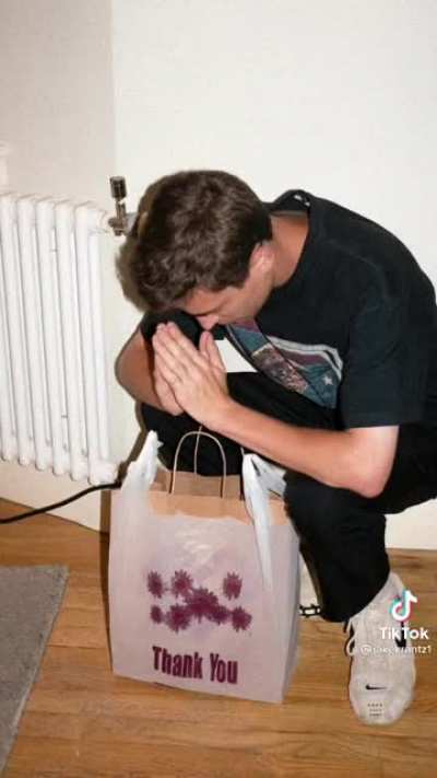 Delivery guy giving me my food