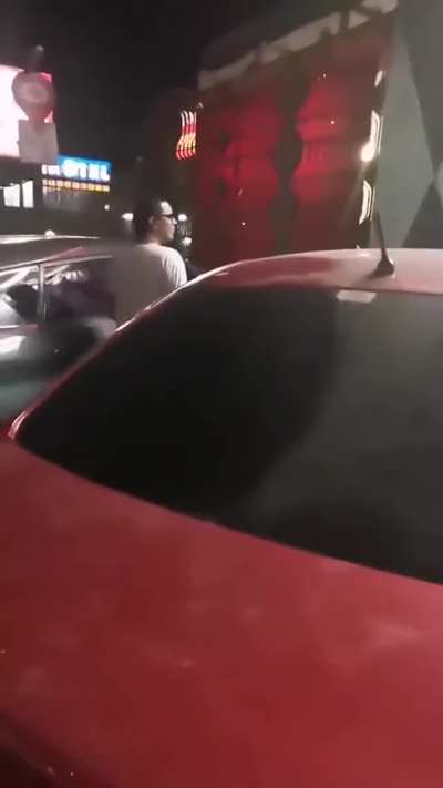 Blowjob outside from a strip club 