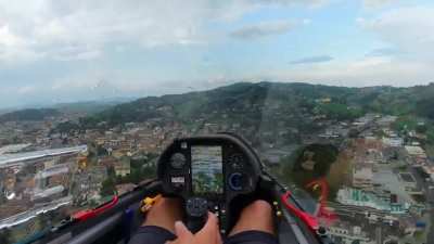 Glider landing smoothly in the rain