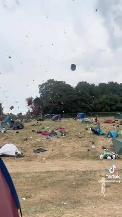 Many people seem to have forgot to use pegs at a festival this weekend (UK)