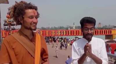 This man traveled from Switzerland to hardiwar on foot