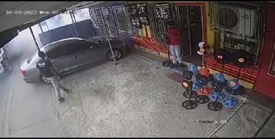 Truck tyre explodes. 9/10/2023. Sangre Grande, Trinidad & Tobago.