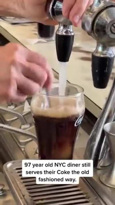 97-year-old restaurant, which continues to serve Coca-Cola according to the original formula with ice in New York.