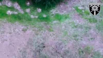 RU Soldier 🇷🇺 Trip’s over multiple time’s while fleeing. Flips off drone.