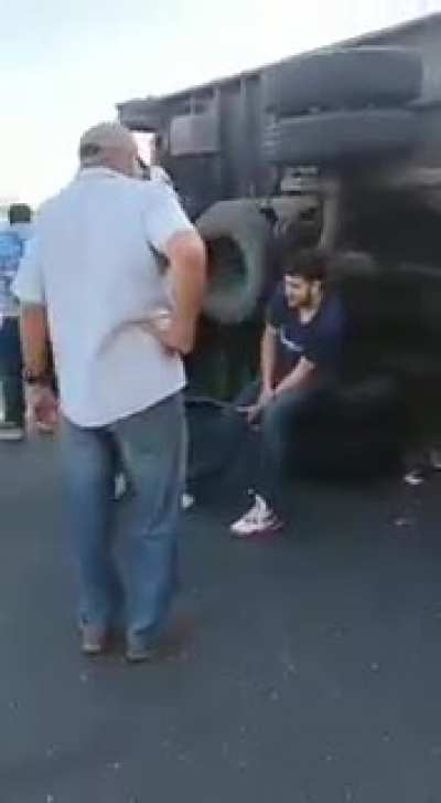 Aftermath of truck crash