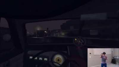 crazed cop PLOWS into a truck driving on the right side of the road