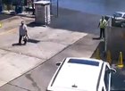 Person leaves carwash and drives right into pond.