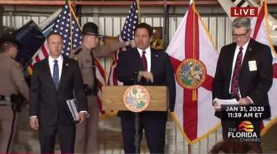 Bravo to the guy who saved DeSantis from getting hit by the flag during the Illegal Immigration press conference