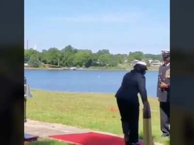 After serving 6 years in the Army — and 20 years in the Navy - this hero retires and she walked out like this.