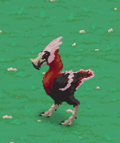 Idle animation for the Terror Bird (nicknamed Petunia) enemy for my game. I stream these animations on Twitch (link in comments).