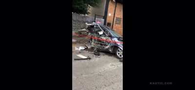 CCTV potato cam captures an out of control nissan hitting a utility pole sideways. It cut the car in half and the back burst into flames. The driver fled the scene due to having a copious amount of weed in the car.