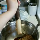 Pre frozen bananas, now thawed. Banana bread in the making