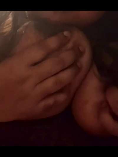I sometimes tease him by sucking my own melons! Thought I'd share!