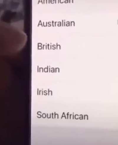 Siri voice choices.
