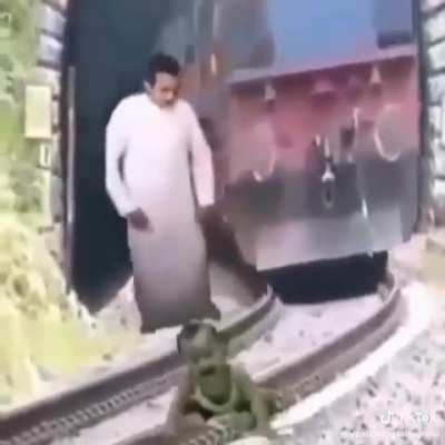 Indian saves a baby from a train ❤️❤️❤<wbr>️❤️