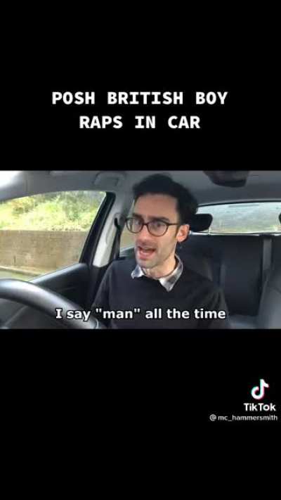 Posh british boy raps in car