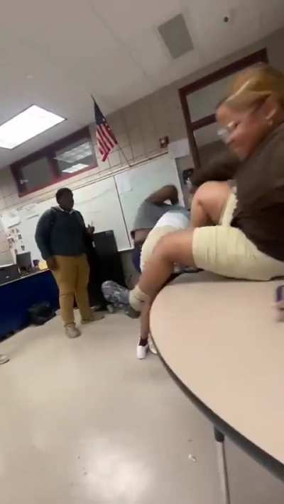 2 girls fighting for god knows what at my school