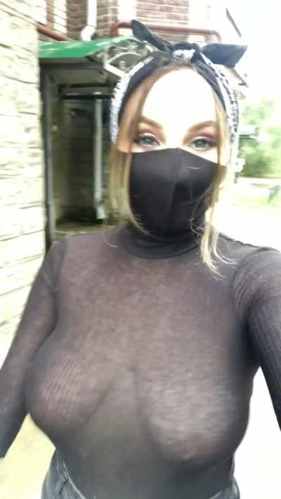 sheer top + no bra = perfect combo, right? :)