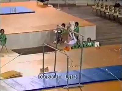 Olga Korbut performing the 