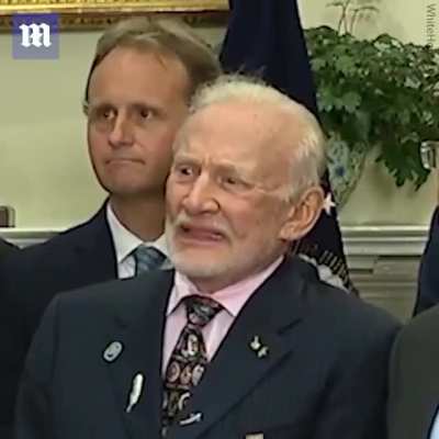Buzz Aldrin’s reaction to Trumps space talk.