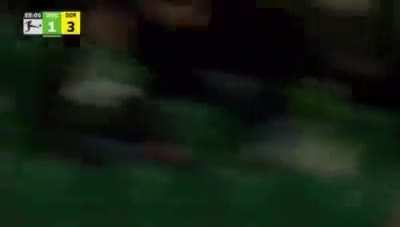 Wolfsburg fan reaction after Haaland does the pointing celebration towards him