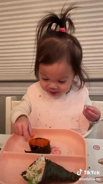 Eating sushi