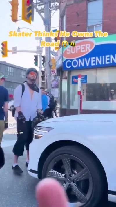 Skater thinks he owns the road