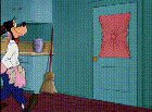 Goofy doing chores for his wife