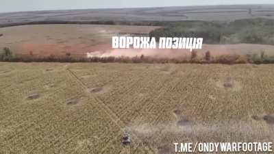 Ukrainian BMP-1TS covers the infantry, which is clearing Russian positions in the Luhansk region.