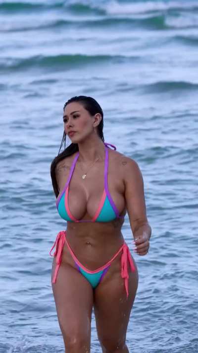 Bursting out her bikini