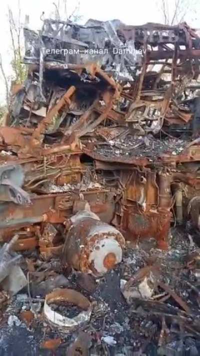 RU pov: A destroyed Ukrainian 5P85S launcher on a MAZ-543M chassis of the S-300PS