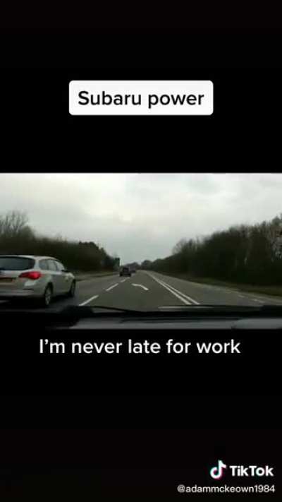 Subaru driver does 127mph with no remorse.