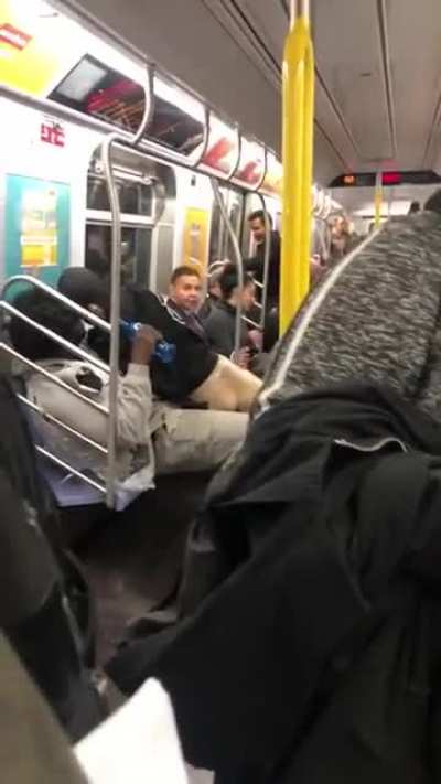 man fights mannequin on subway