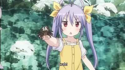 Kanna eats a crab