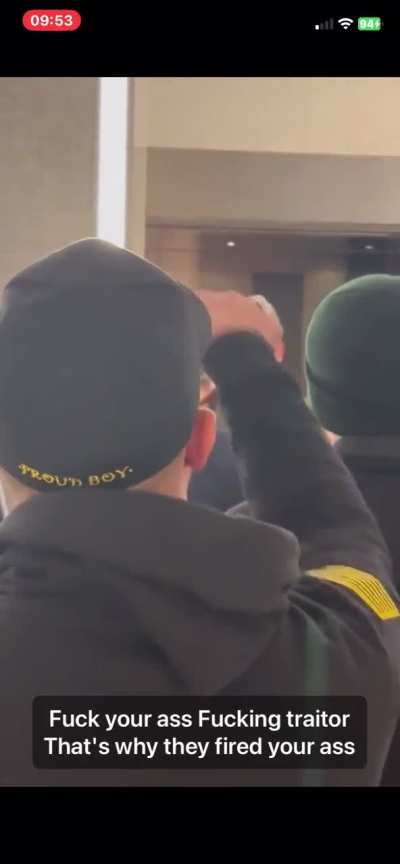 Proud Boys Enrique Tarrio confronts former capital police officer Michael Fanone