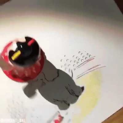 This guy uses ordinary items to complete his artwork.