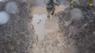 These are the current conditions in the trenches somewhere in the eastern part of Ukraine 