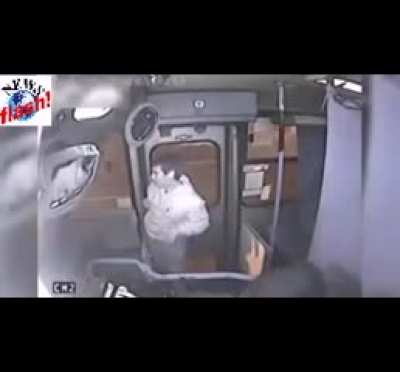 The man playing the stupid game is second from last in this line, a lady on the front seat just off camera has her purse in her lap.