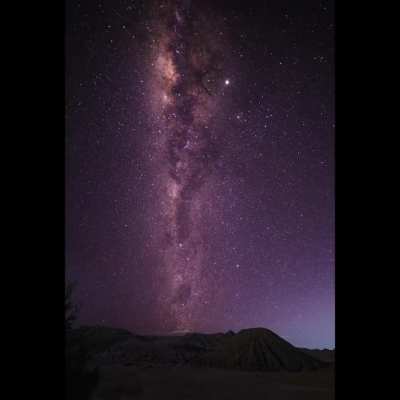 Beautiful Vertical Milkyway over Mount Bromo