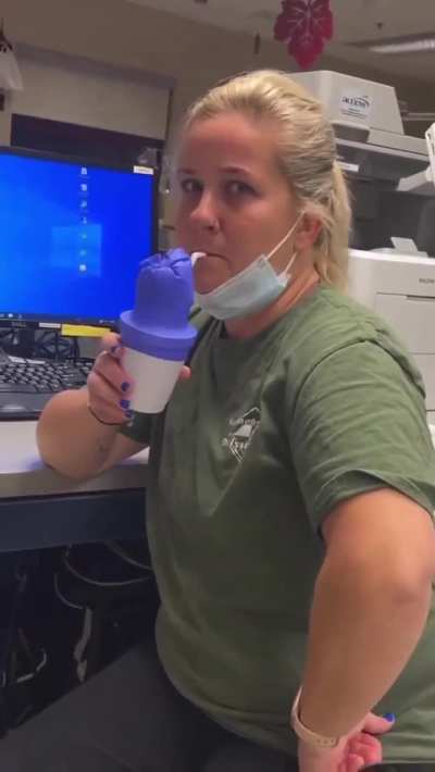 She's blowing