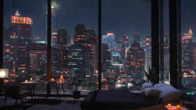 A rainy city night