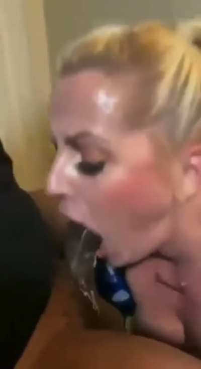 Mom of two hasn't forgotten how to throat big cocks 😈😈