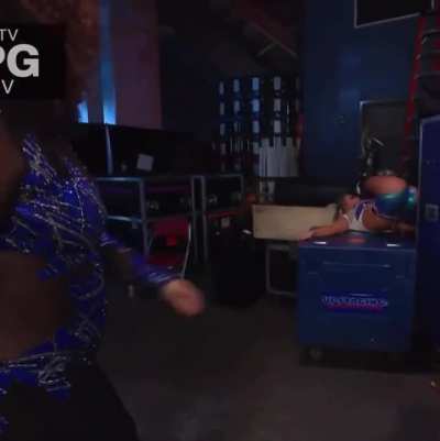 Liv Morgan and Becky Lynch getting tossed around