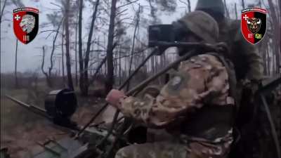 M75 20mm anti-aircraft gun mounted on a pickup truck being operated against Russian positions on the other side of the forest in a rapid attack. Somewhere in the Donbas region. 63rd Separate Mechanized Brigade, published on September 11, 2024.