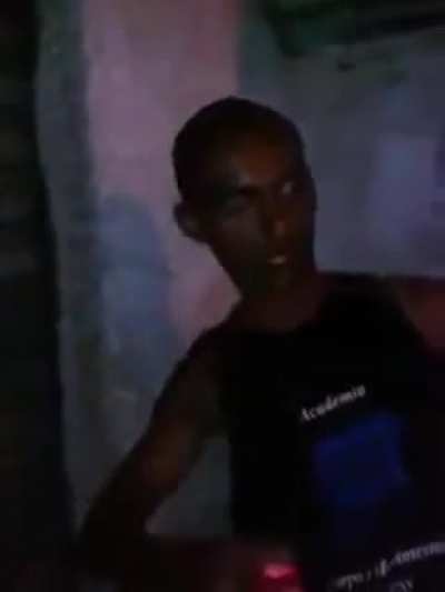 Brazilian boy inhaling metal solvent